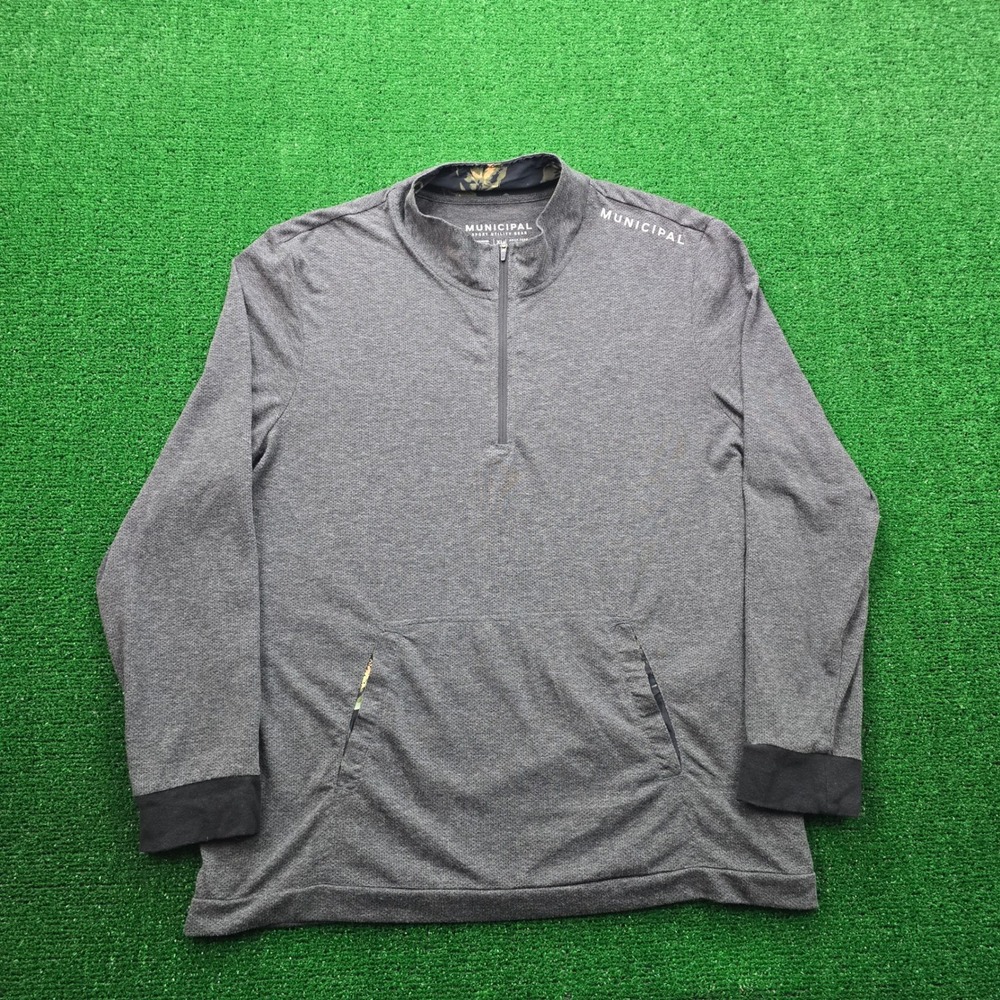 Municipal Quarter Zip Sweatshirt Mens XL Gray Long Sleeve Pullover Sport Utility
